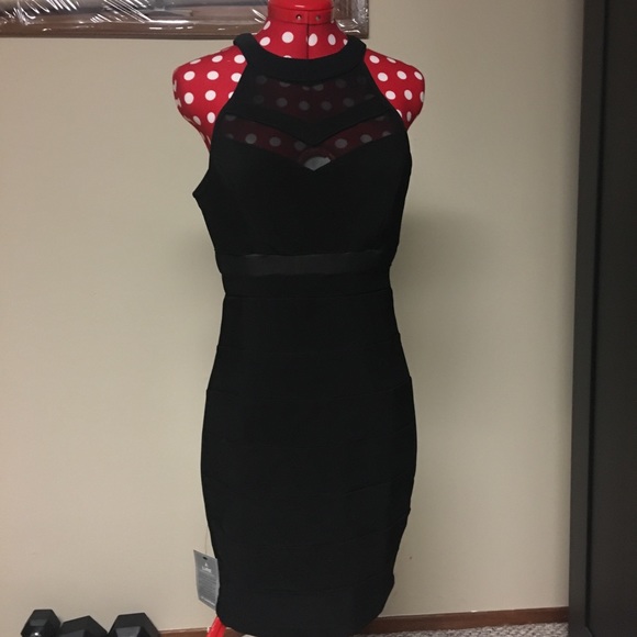 Black ottoman illusion dress - Picture 2 of 4